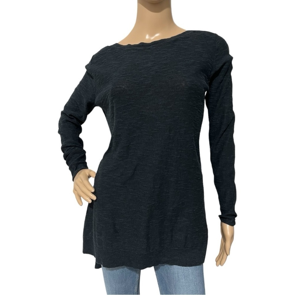 Eileen Fisher Black/ Blue Long Linen Blend Tunic Size M